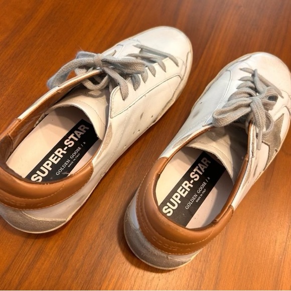 Golden Goose White and Tan Star Sneakers - Picture 3 of 15